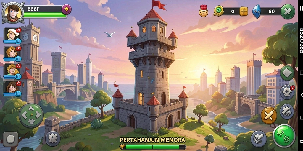 Gameplay seru dari 666F dalam serangan Tower Defense.