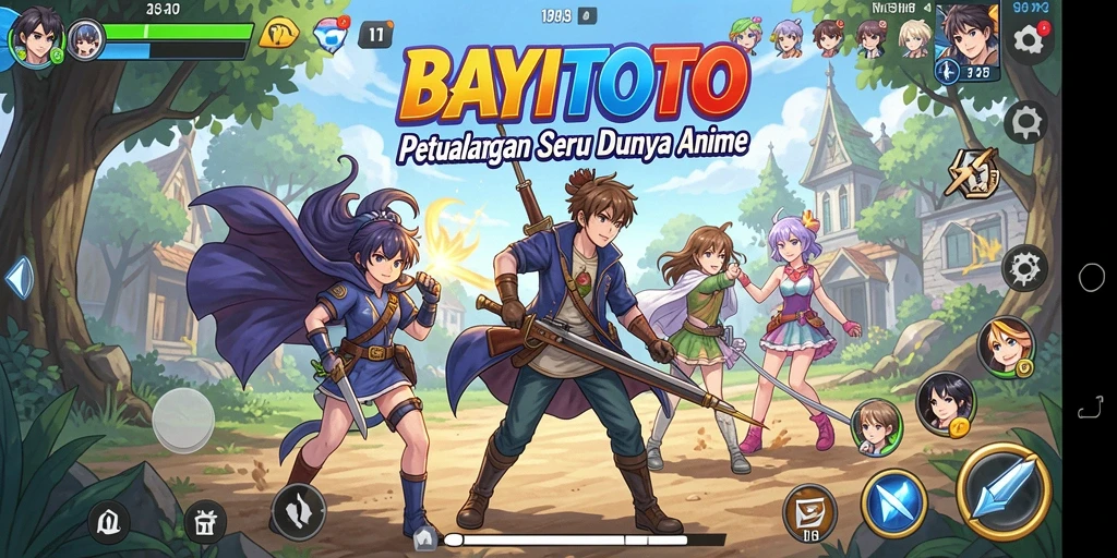 Gameplay seru dalam BAYITOTO dengan karakter Anime yang berwarna.