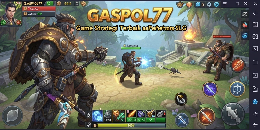 Screenshot utama GASPOL77 menampilkan pertempuran strategi yang intens.