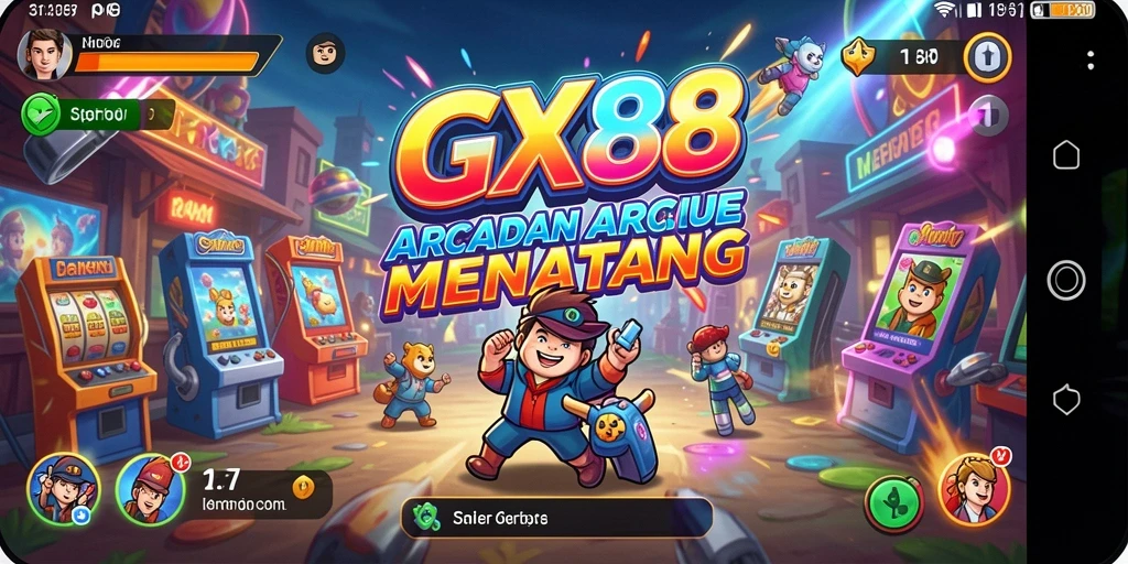Screenshot utama GX88 menampilkan aksi seru dalam permainan Arcade.
