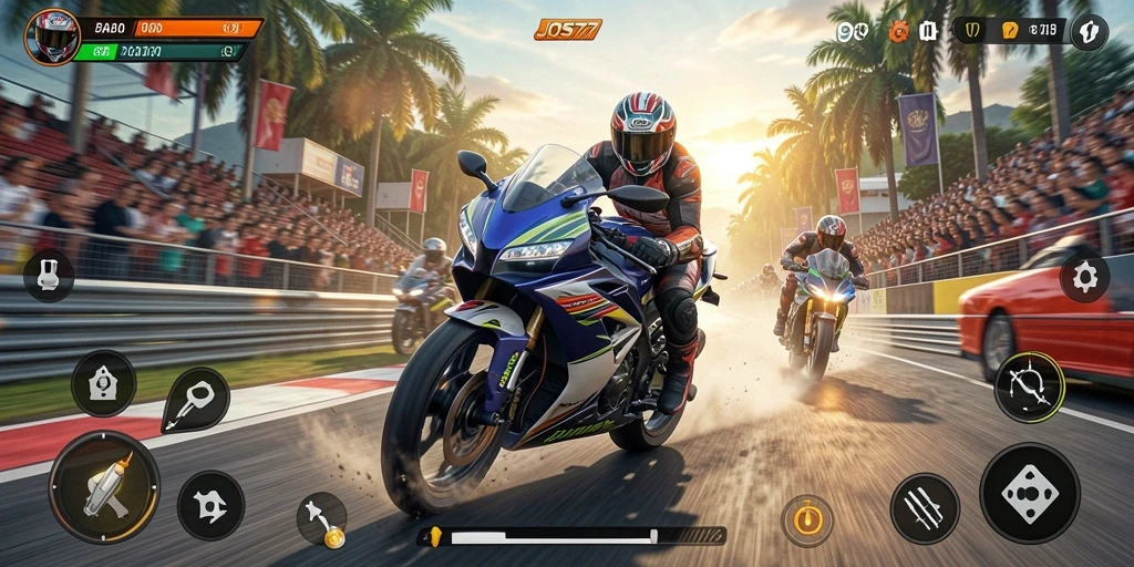 Tampilan gameplay seru dari balapan motor di JOS77.
