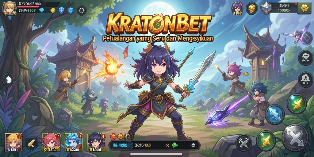 Screenshot gameplay KRATONBET dengan karakter anime yang menantang.