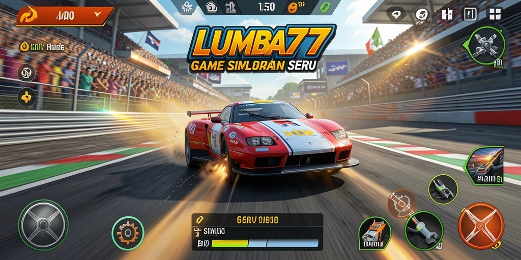 Tampilan gameplay seru di LUMBA77 saat balapan.