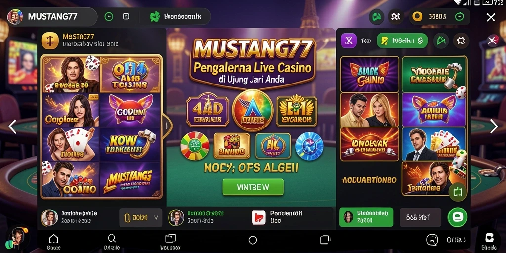 Screenshot gameplay MUSTANG77 menampilkan dealer langsung dan interaksi pemain.
