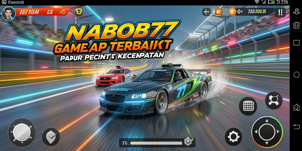 Tampilan gameplay intens dari NABOB77 yang penuh aksi balapan.
