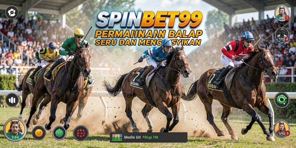 Screenshot gameplay SPINBET99 menampilkan balapan seru dengan mobil kencang.