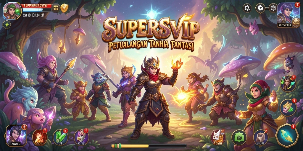 Screenshot menunjukkan aksi seru di dunia petualangan SUPERSVIP.