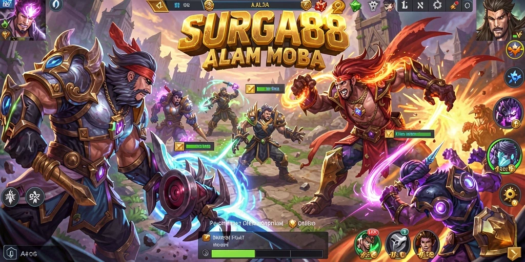 Tampilan gameplay seru dalam SURGA88 dengan aksi pertempuran yang mendebarkan.