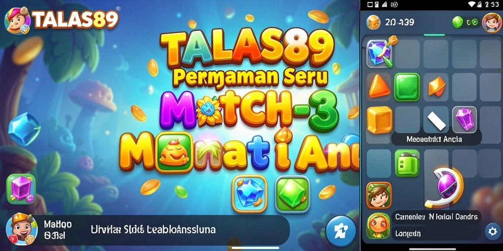 Screenshot menunjukkan gameplay Match-3 yang seru dan menantang.