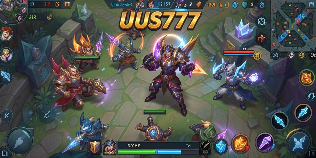 Tampilan aksi seru dalam permainan MOBA UUS777.