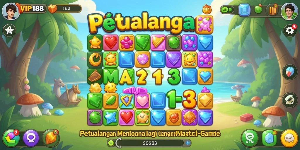 Tampilan gameplay seru mencocokkan batu permata dalam VIP188.