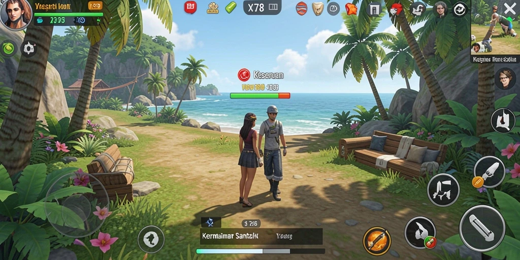 Screenshot utama X78 menunjukkan gameplay santai yang seru.